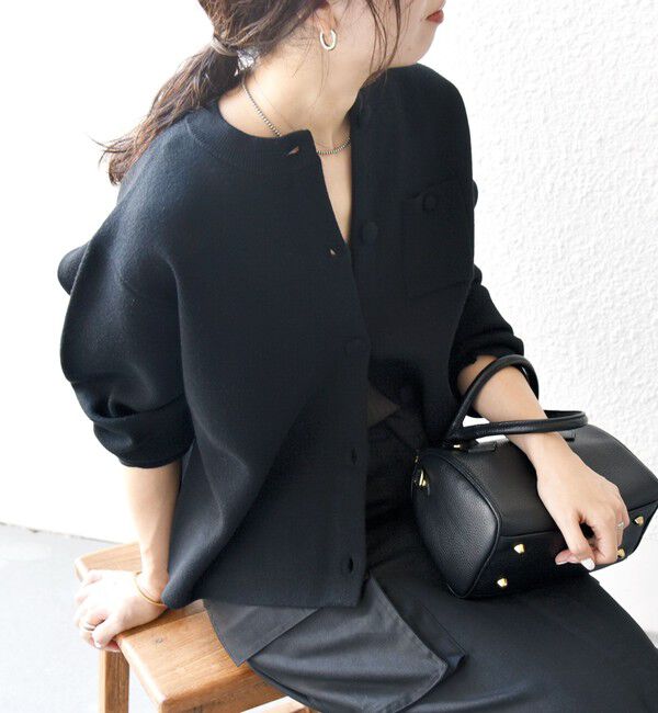 SHIPS any「SHIPS any: ミラノリブ ノーカラー ニット ジャケット カーディガン」|カーディガン|