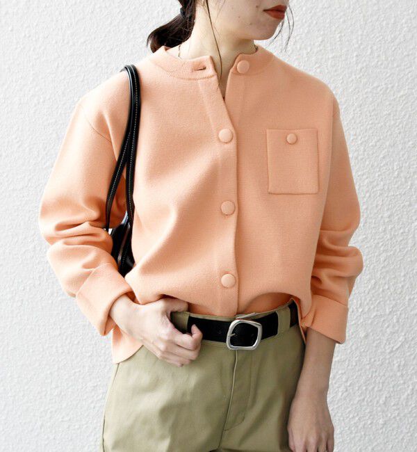 SHIPS any「SHIPS any: ミラノリブ ノーカラー ニット ジャケット カーディガン」|カーディガン|