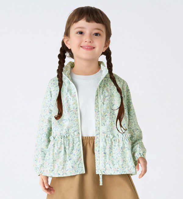 SHIPS Colors 「SHIPS Colors:80～130cm /フラワープリント ジップフード ブルゾン◇」|ブルゾン・スタジャン|ライトグリーン