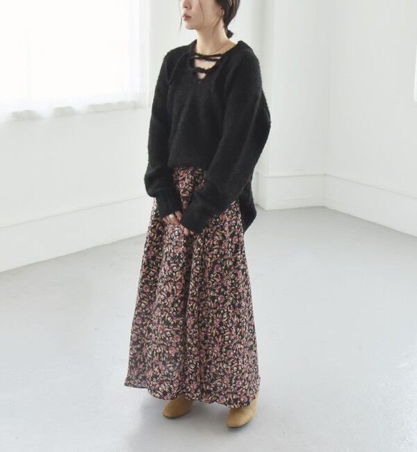quaranciel「quaranciel :〈洗濯機可能〉TROUILLET フラワー プリント フレア スカート」|スカート|