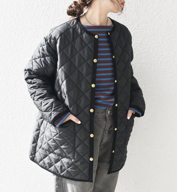 SHIPS any「Traditional Weatherwear: ARKLEY キルティング ミドル ノーカラー コート」|ノーカラーコート|