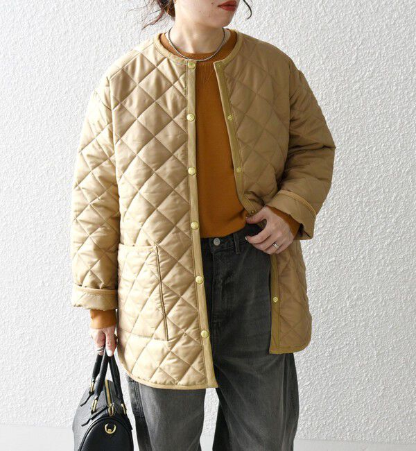SHIPS any「Traditional Weatherwear: ARKLEY キルティング ミドル ノーカラー コート」|ノーカラーコート|