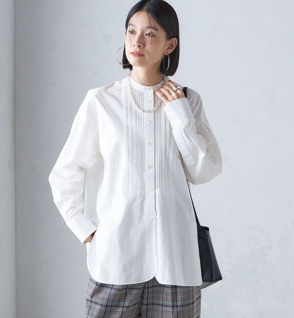 SHIPS for women「〈洗濯機可能〉ピンタック バンド カラー シャツ」|シャツ・ブラウス|