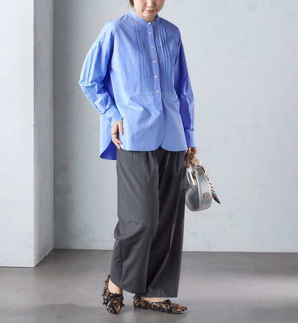 SHIPS for women「〈洗濯機可能〉ピンタック バンド カラー シャツ」|シャツ・ブラウス|