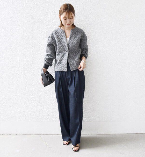 SHIPS for women「【WEB限定】〈手洗い可能〉キルティング ジャカード カーディガン」|カーディガン|