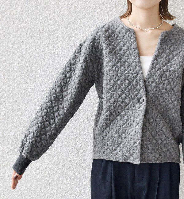 SHIPS for women「【WEB限定】〈手洗い可能〉キルティング ジャカード カーディガン」|カーディガン|