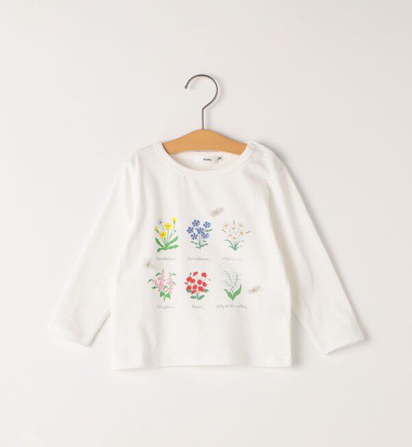 SHIPS KIDS「SHIPS KIDS:80～90cm / フラワー ブック 長袖 TEE」|Tシャツ・カットソー|オフホワイト