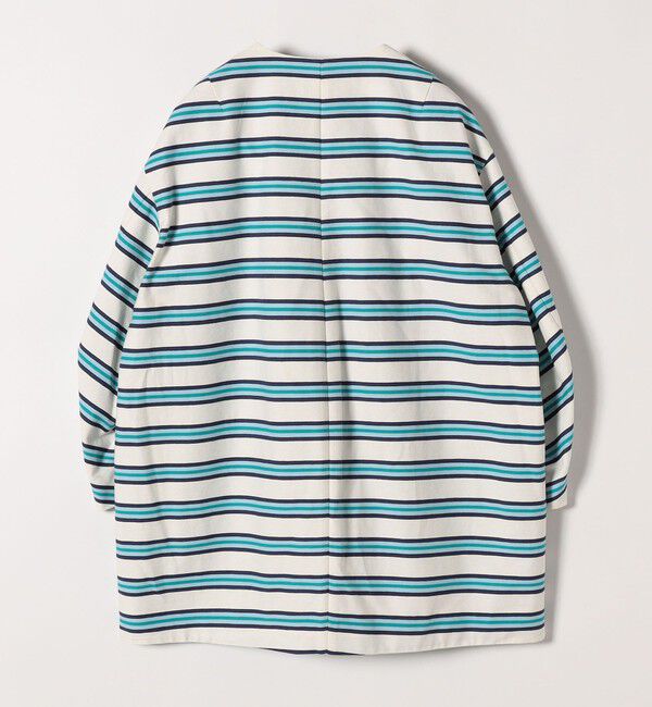 SHIPS any「SHIPS any:キャンバス ボーダー コクーン ノーカラー コート」|ノーカラーコート|