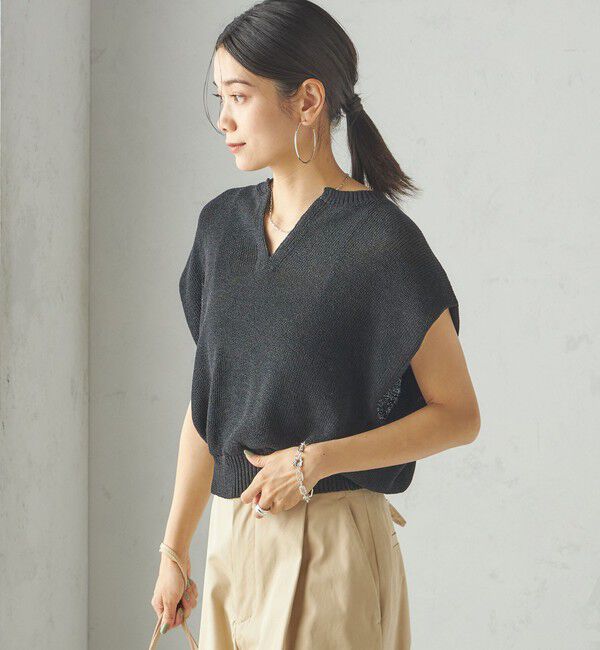 SHIPS for women「〈手洗い可能〉ポリエステル 麻 スキッパー プルオーバー」|プルオーバー|