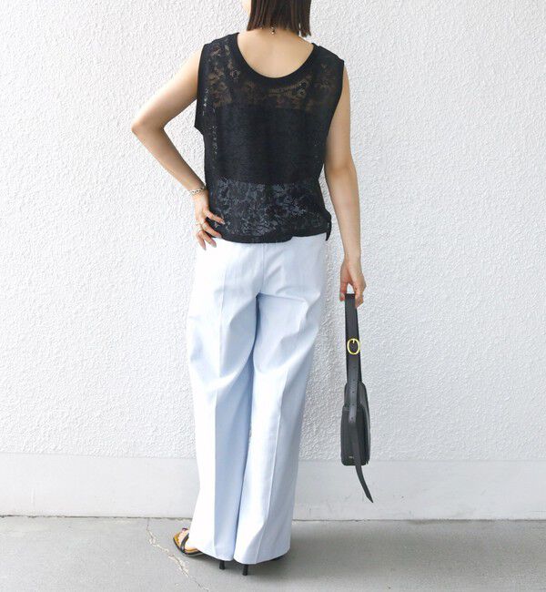 SHIPS for women「〈手洗い可能〉オーガニック コットン レース ノースリーブ プルオーバー」|タンクトップ|