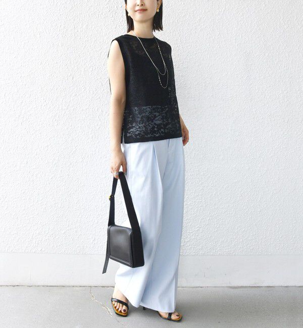 SHIPS for women「〈手洗い可能〉オーガニック コットン レース ノースリーブ プルオーバー」|タンクトップ|