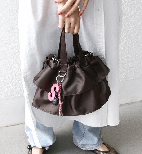 SHIPS for women「【WEB限定】チャーム 付き フリル 巾着 ショルダー」|ショルダー・メッセンジャー|ブラウン