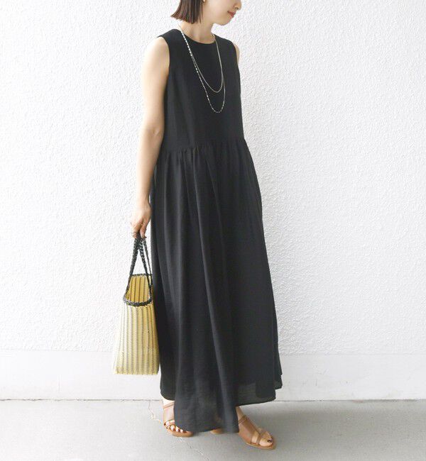 SHIPS for women「〈手洗い可能〉シルク混 シアー ノースリーブ ワンピース」|ワンピース|