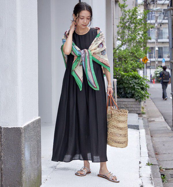 SHIPS for women「〈手洗い可能〉シルク混 シアー ノースリーブ ワンピース」|ワンピース|