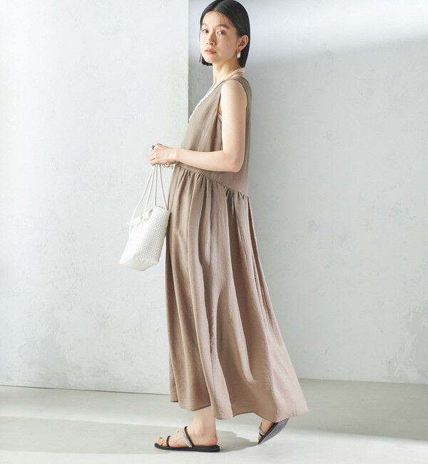 SHIPS for women「〈手洗い可能〉シルク混 シアー ノースリーブ ワンピース」|ワンピース|