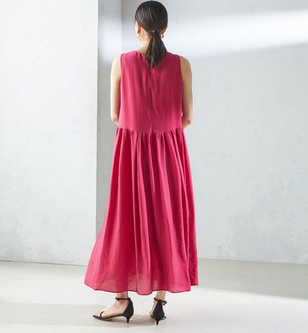 SHIPS for women「〈手洗い可能〉シルク混 シアー ノースリーブ ワンピース」|ワンピース|