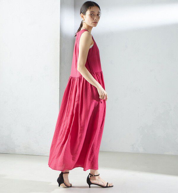 SHIPS for women「〈手洗い可能〉シルク混 シアー ノースリーブ ワンピース」|ワンピース|