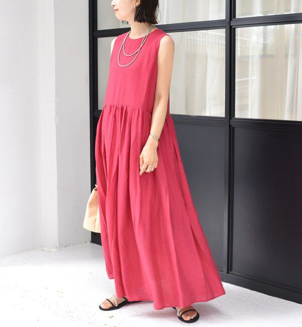 SHIPS for women「〈手洗い可能〉シルク混 シアー ノースリーブ ワンピース」|ワンピース|