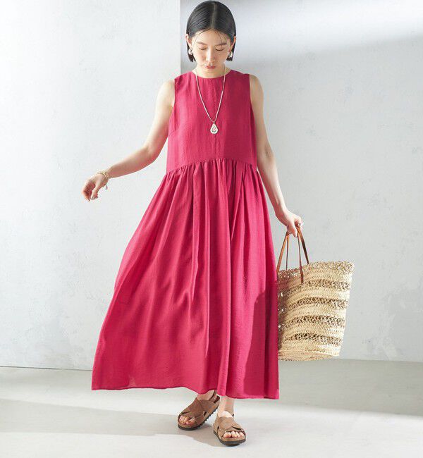 SHIPS for women「〈手洗い可能〉シルク混 シアー ノースリーブ ワンピース」|ワンピース|