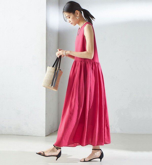 SHIPS for women「〈手洗い可能〉シルク混 シアー ノースリーブ ワンピース」|ワンピース|