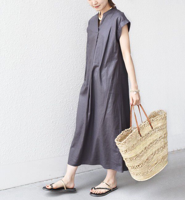 SHIPS for women「《予約》【WEB限定】〈手洗い可能〉リネン レーヨン コーティング ワンピース」|ワンピース|