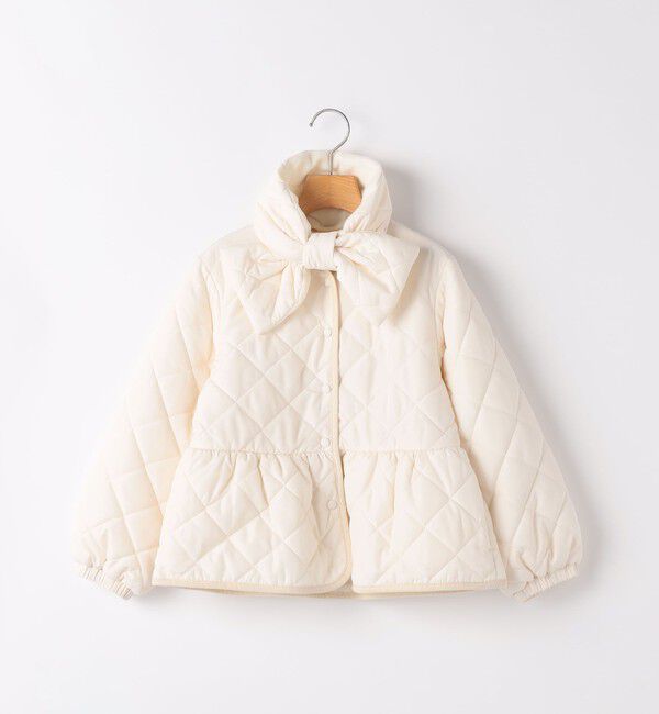 SHIPS KIDS「SHIPS KIDS:100～130cm /〈洗濯機可能〉 キルト ペプラム ジャケット」|ノーカラーコート|