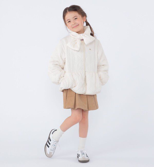 SHIPS KIDS「SHIPS KIDS:100～130cm /〈洗濯機可能〉 キルト ペプラム ジャケット」|ノーカラーコート|