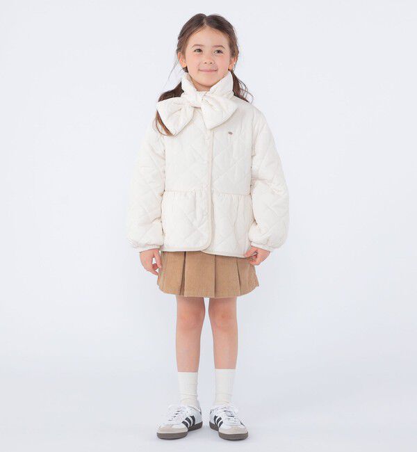 SHIPS KIDS「SHIPS KIDS:100～130cm /〈洗濯機可能〉 キルト ペプラム ジャケット」|ノーカラーコート|
