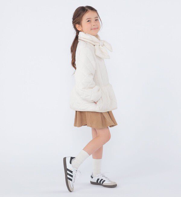 SHIPS KIDS「SHIPS KIDS:100～130cm /〈洗濯機可能〉 キルト ペプラム ジャケット」|ノーカラーコート|