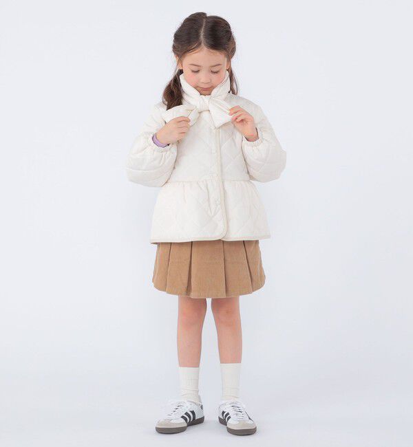 SHIPS KIDS「SHIPS KIDS:100～130cm /〈洗濯機可能〉 キルト ペプラム ジャケット」|ノーカラーコート|