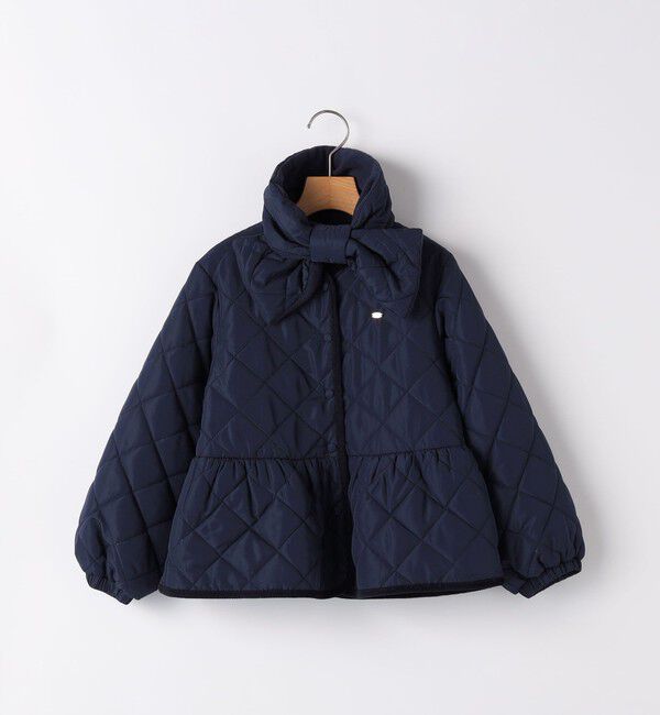 SHIPS KIDS「SHIPS KIDS:100～130cm /〈洗濯機可能〉 キルト ペプラム ジャケット」|ノーカラーコート|