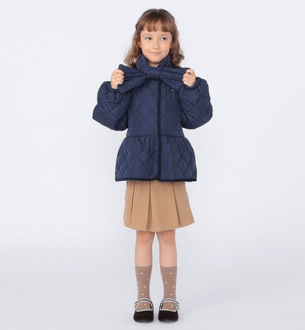 SHIPS KIDS「SHIPS KIDS:100～130cm /〈洗濯機可能〉 キルト ペプラム ジャケット」|ノーカラーコート|