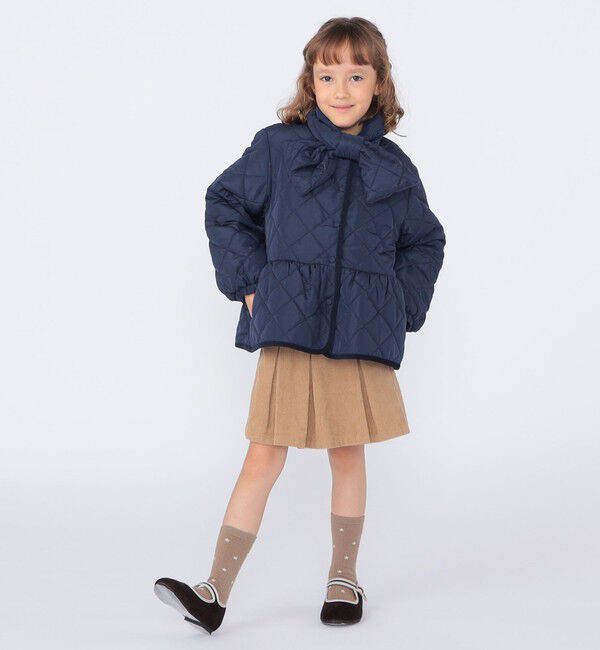 SHIPS KIDS「SHIPS KIDS:100～130cm /〈洗濯機可能〉 キルト ペプラム ジャケット」|ノーカラーコート|
