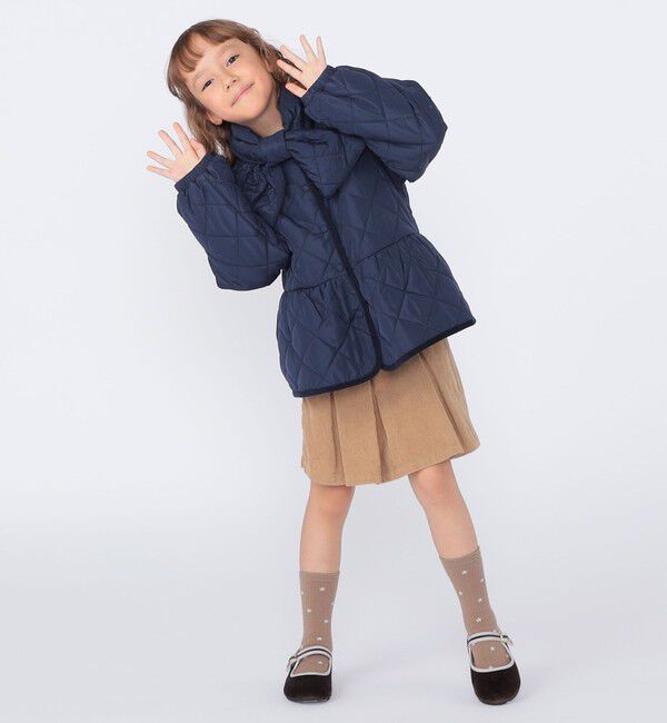 SHIPS KIDS「SHIPS KIDS:100～130cm /〈洗濯機可能〉 キルト ペプラム ジャケット」|ノーカラーコート|