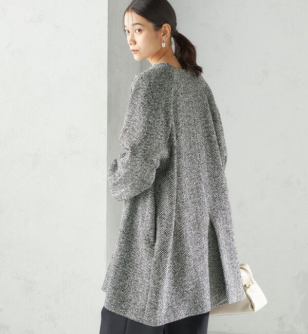 SHIPS for women「スパンコール ヘリンボーン ノーカラー コート」|ノーカラーコート|