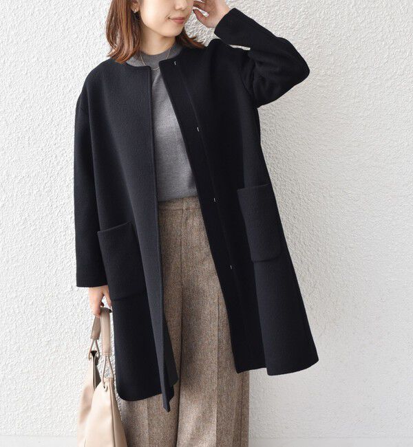 SHIPS Colors 「SHIPS Colors:SUPER100 ウール ノーカラー コート◇」|ノーカラーコート|