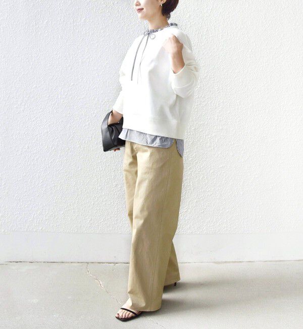 SHIPS for women「【WEB限定】〈手洗い可能〉ブラウス コンビ スウェット プルオーバー」|スウェット・ジャージ|