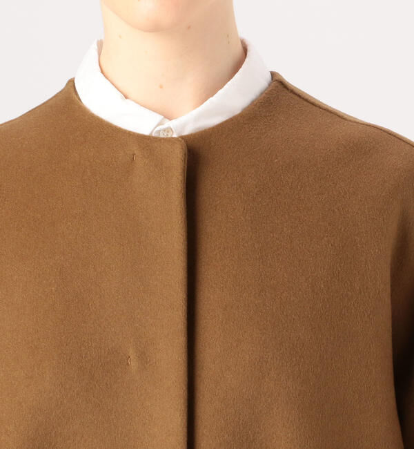 TOMORROWLAND collection「プレミアムカシミヤリバー ノーカラーAラインコート」|ノーカラーコート|