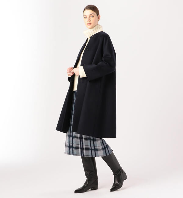 TOMORROWLAND collection「プレミアムカシミヤリバー ノーカラーAラインコート」|ノーカラーコート|