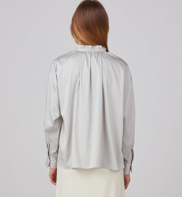 Ballsey「ハイカウントサテン ネックフリルブラウス」|シャツ・ブラウス|