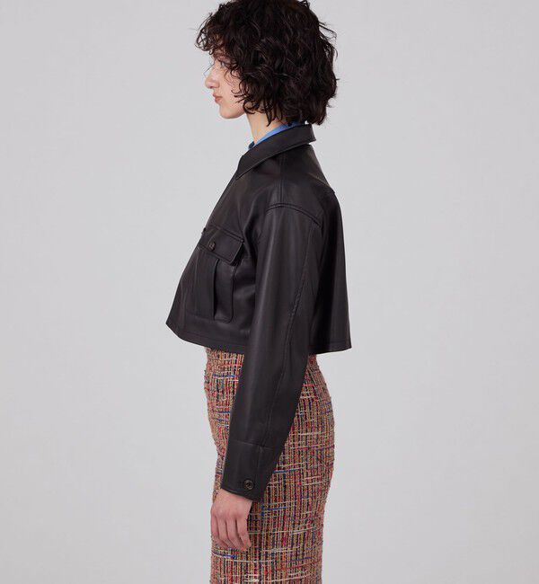 MACPHEE「レザーライク ショートジャケット」|ブルゾン・スタジャン|