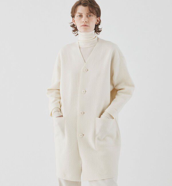 GALERIE VIE「フェルトニット ライトコート」|ノーカラーコート|