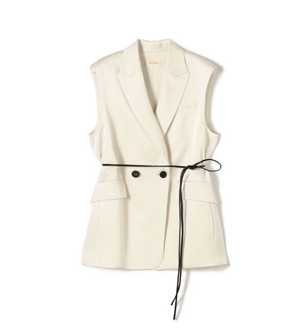 DES PRES「【WEB先行予約】サテンジョーゼット ベルテッドジレ」|ベスト・ジレ|11 ホワイト