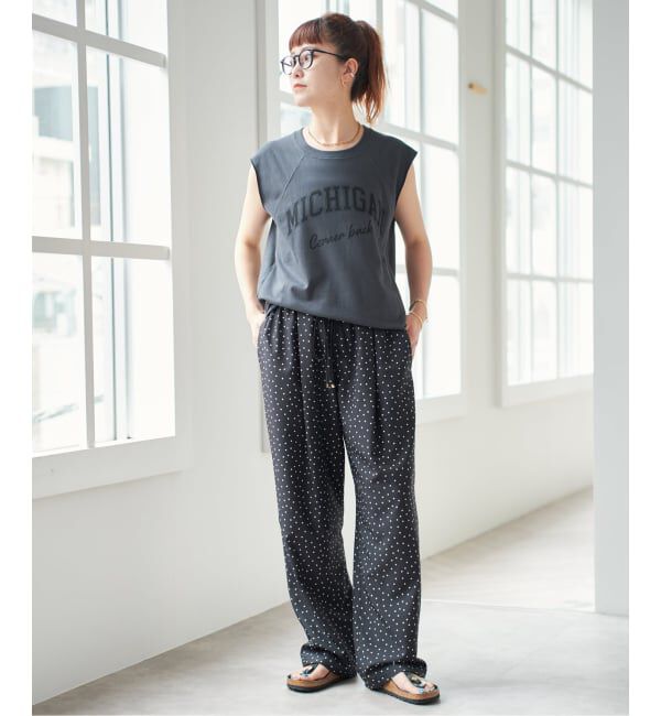 Spick and Span「《WEB限定 / 追加》ドットプリントイージーストレートパンツ」|スラックス|