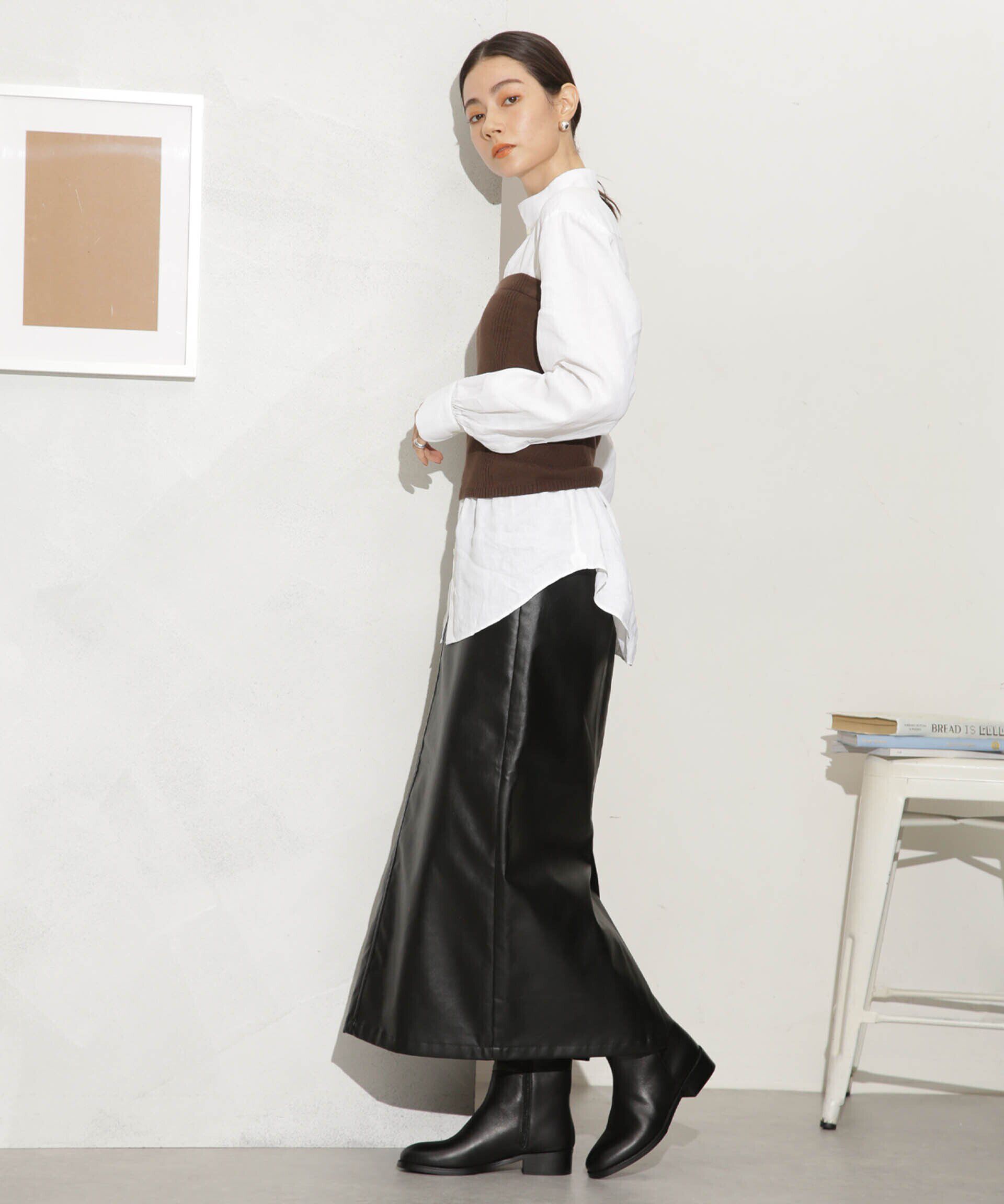 nano･universe「LOGAN/別注 フェイクレザー イージースカート」|スカート|