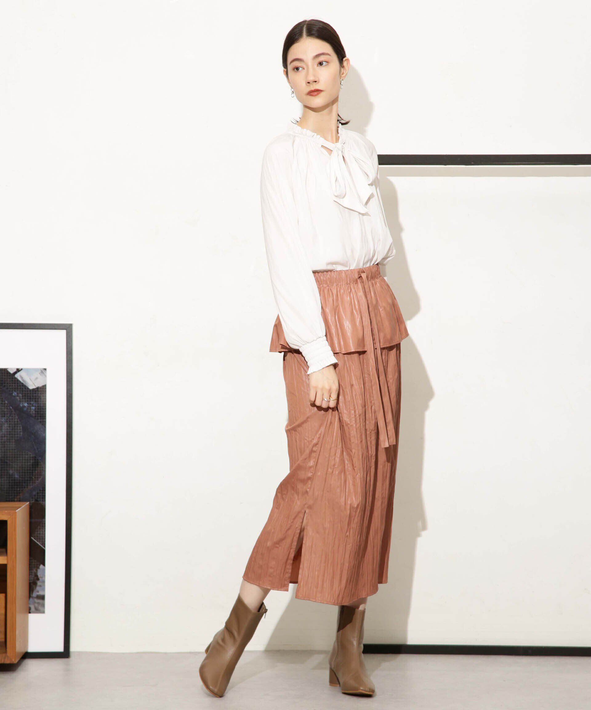 nano･universe「チンツサテンティアードプリーツスカート（セットアップ可）」|スカート|