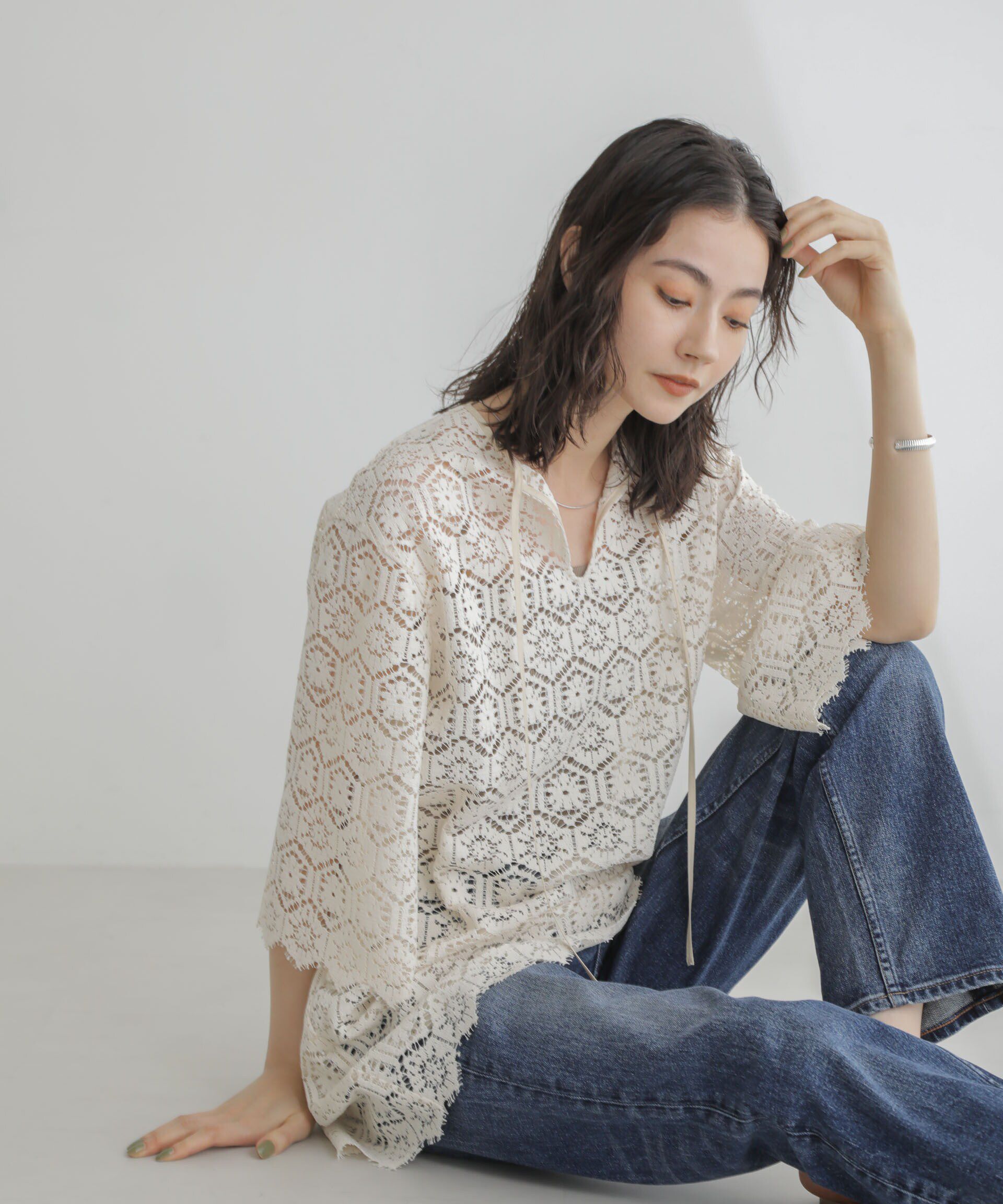 nano･universe「クロシェタイルレースチュニックブラウス(セットアップ可)」|シャツ・ブラウス|