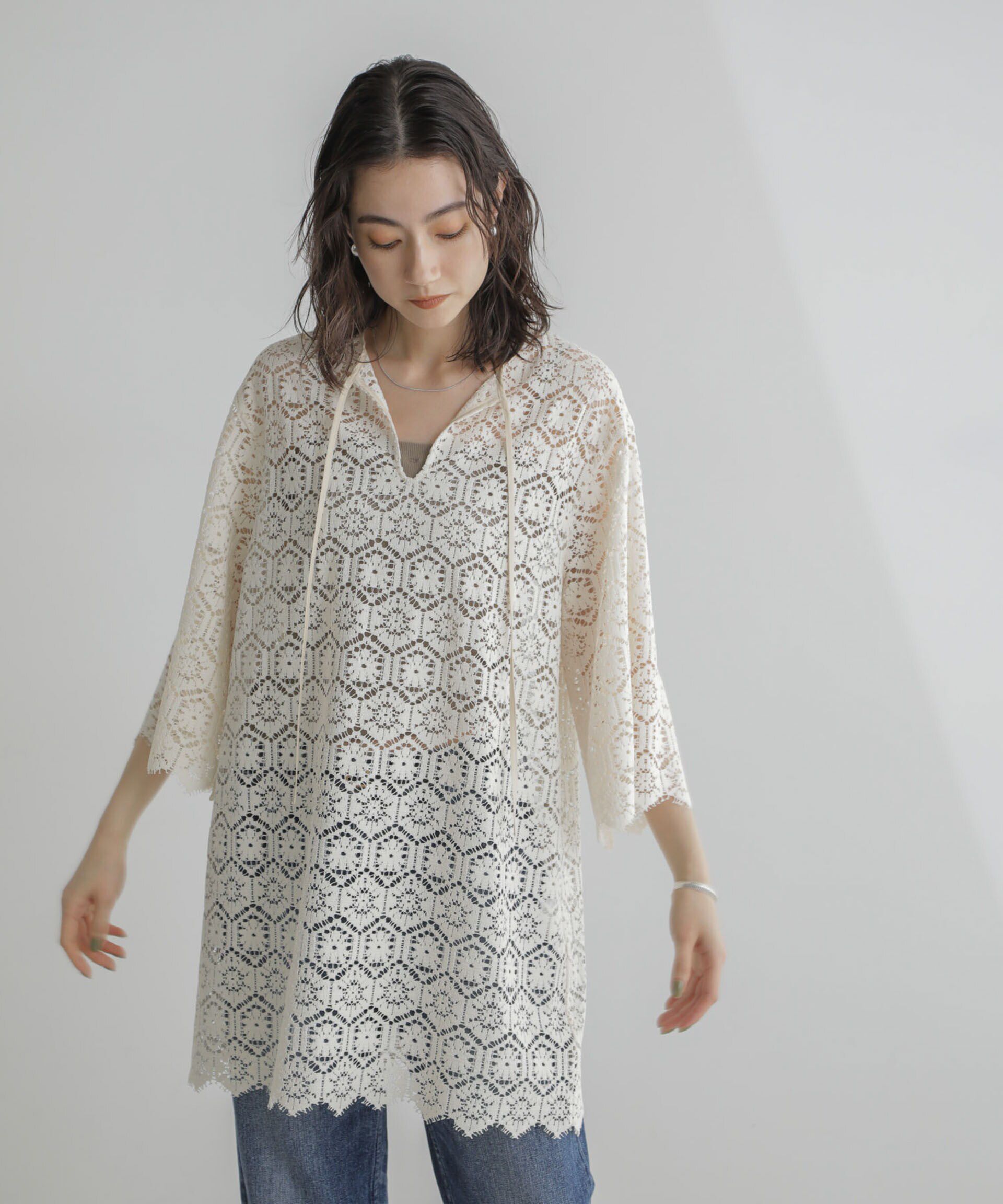 nano･universe「クロシェタイルレースチュニックブラウス(セットアップ可)」|シャツ・ブラウス|