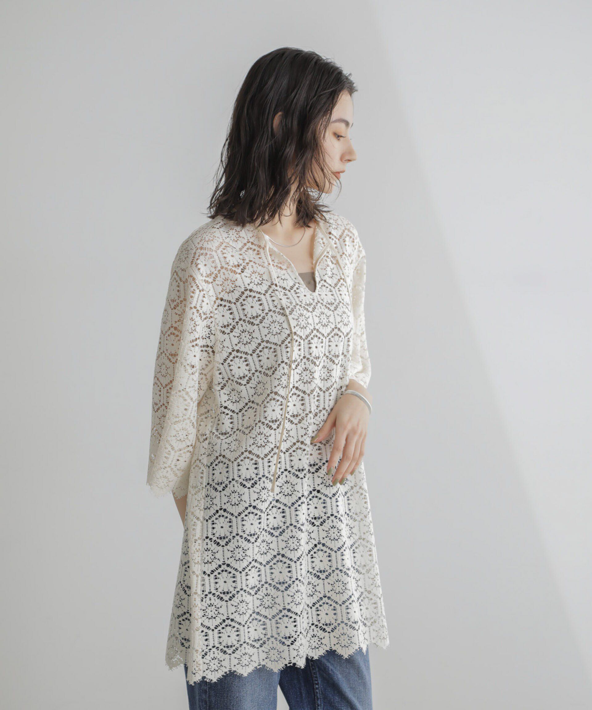 nano･universe「クロシェタイルレースチュニックブラウス(セットアップ可)」|シャツ・ブラウス|