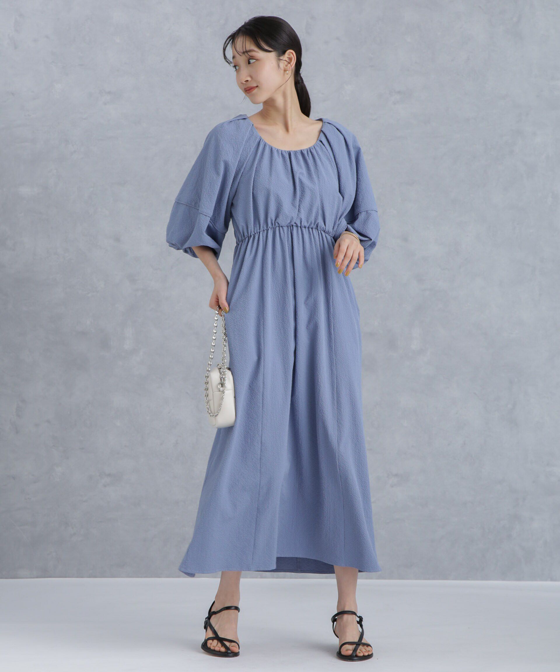 nano･universe「マイクロサッカーボリュームスリーブワンピース」|ワンピース|